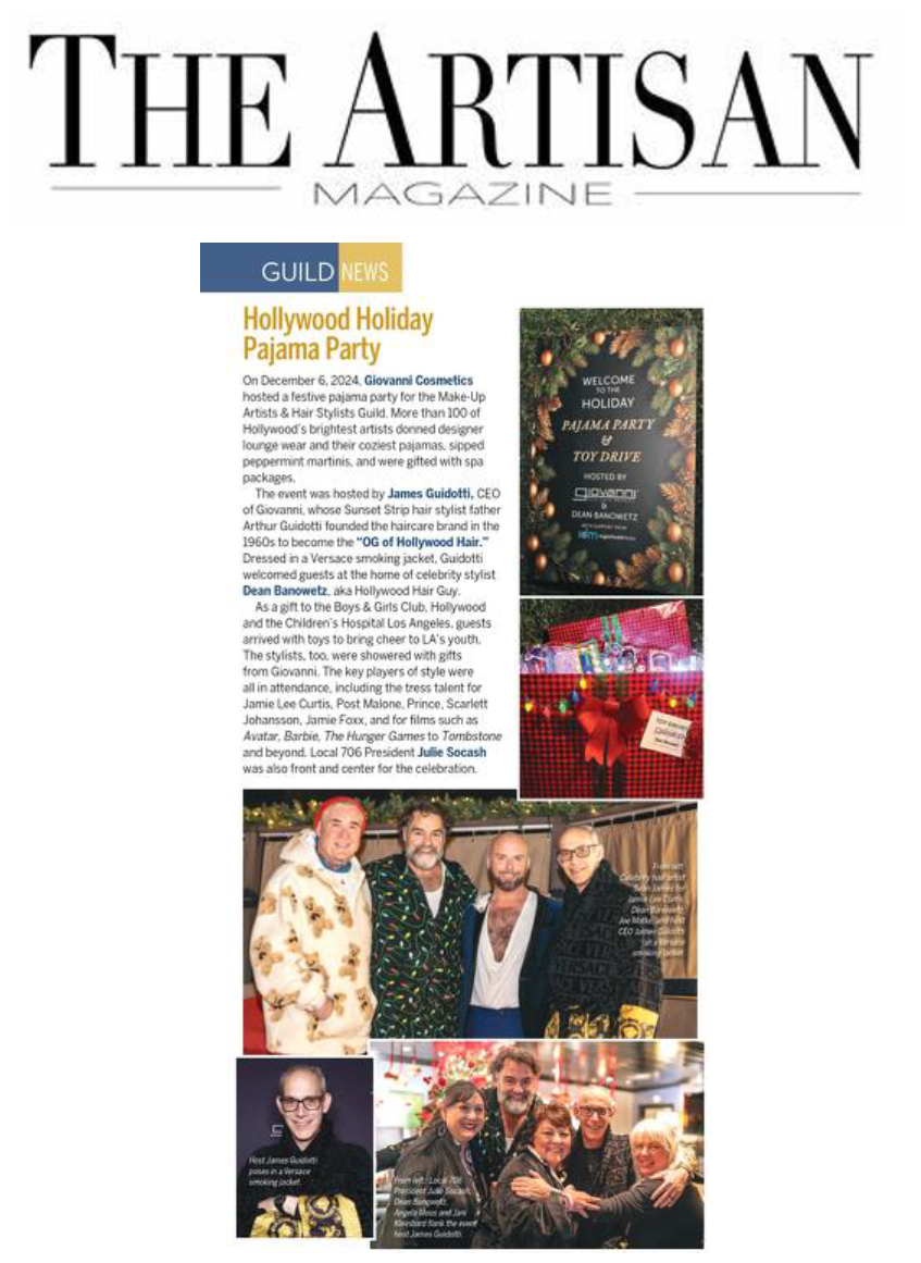 The Artisan Magazine- Giovanni's Pro Stylist Holiday Pajama Party