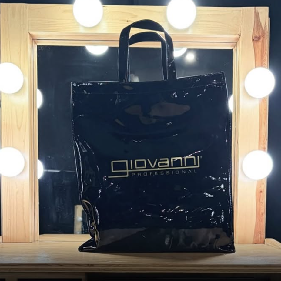 Giovanni Professional bag perched on lighted vanity backstage at the 2026 BET Awards 