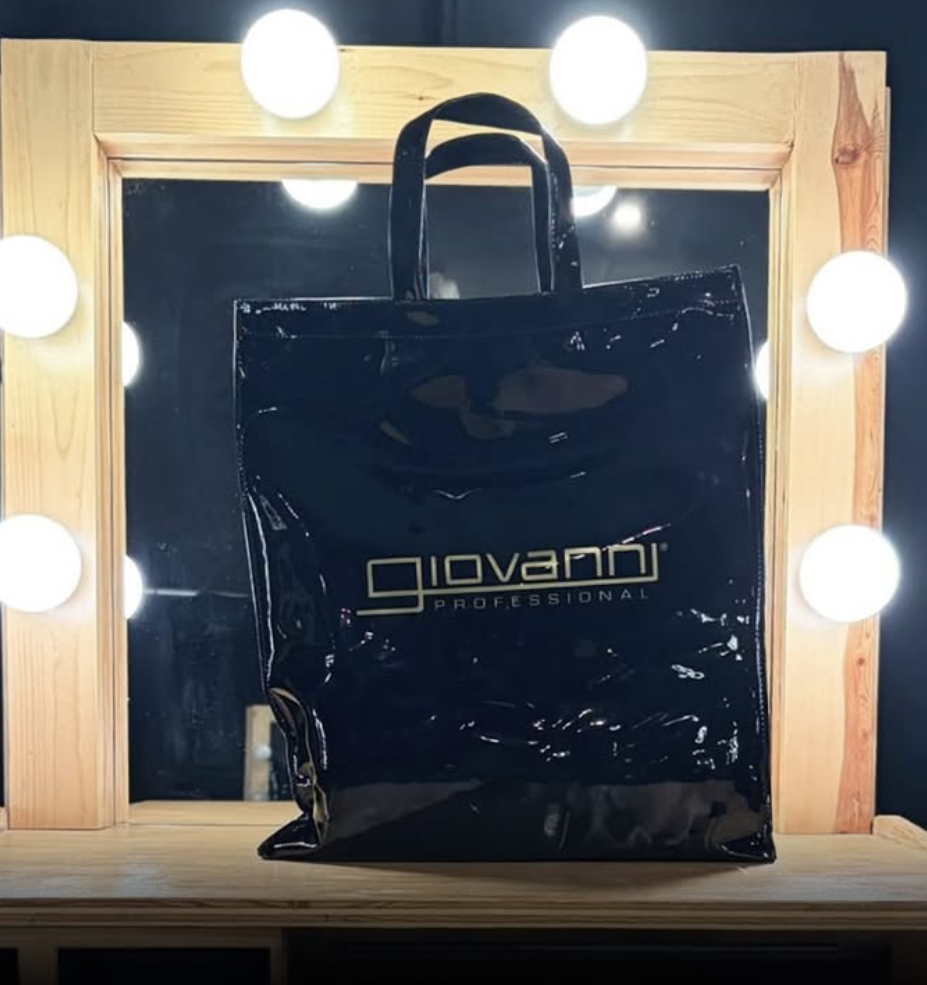 Giovanni Professional bag perched on lighted vanity backstage at the 2026 BET Awards 