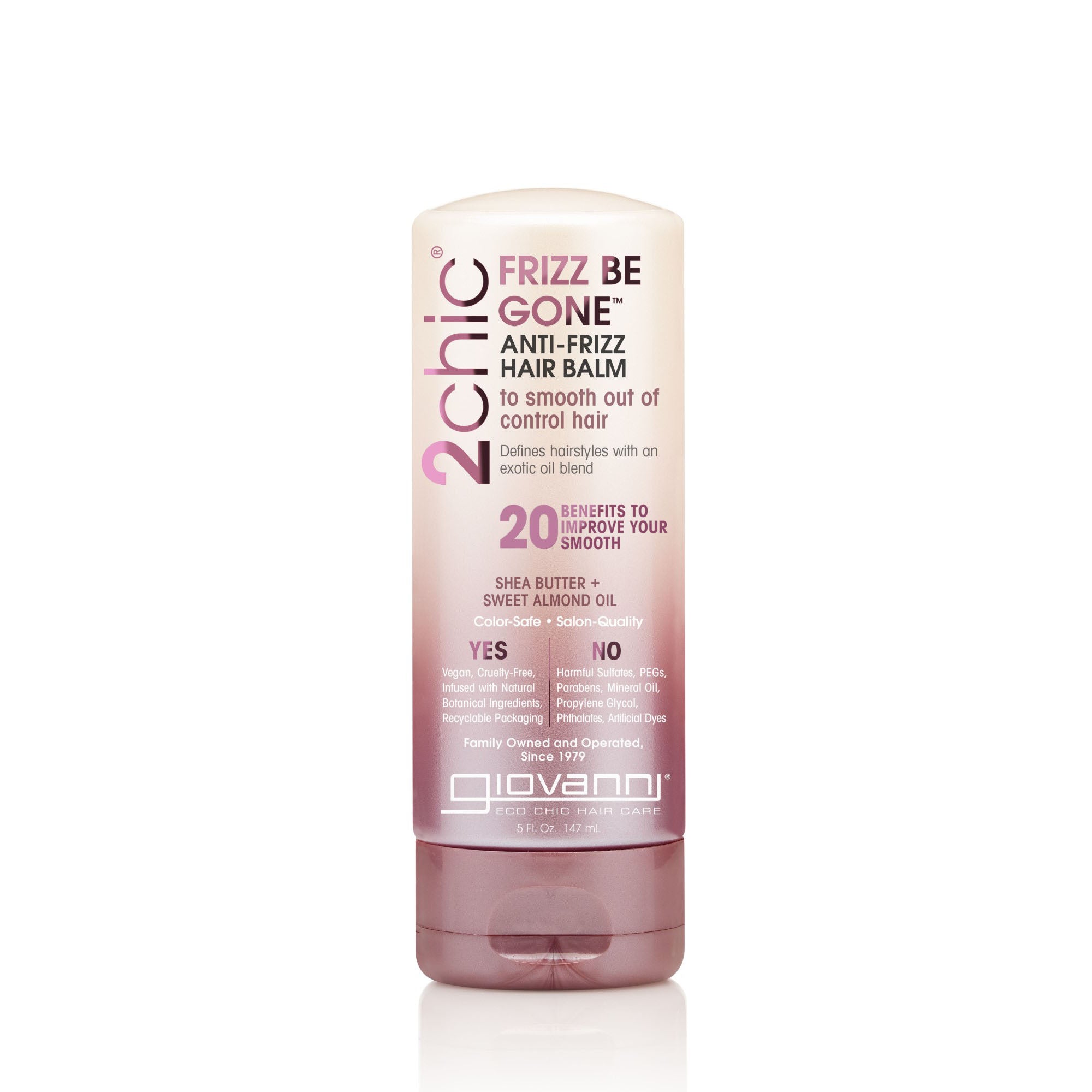 to smooth out of control hair - A bottle of Giovanni 2chic FRIZZ BE GONE ANTI-FRIZZ HAIR BALM 