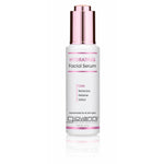 A white bottle of Giovanni Cosmetics HYDRATING FACIAL SERUM with a pink and silver pump cap. The label highlights its moisturizing, refreshing, and softening benefits for a radiant complexion.