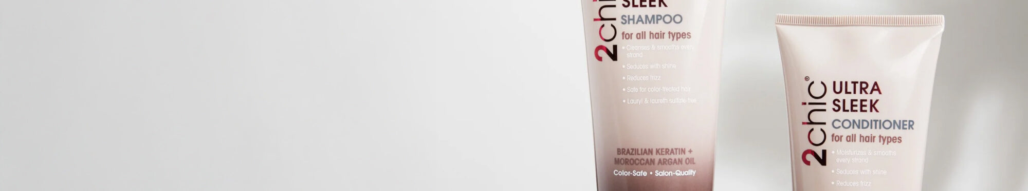 Bottles of Giovanni 2Chic Ultra Sleek Shampoo and Conditioner