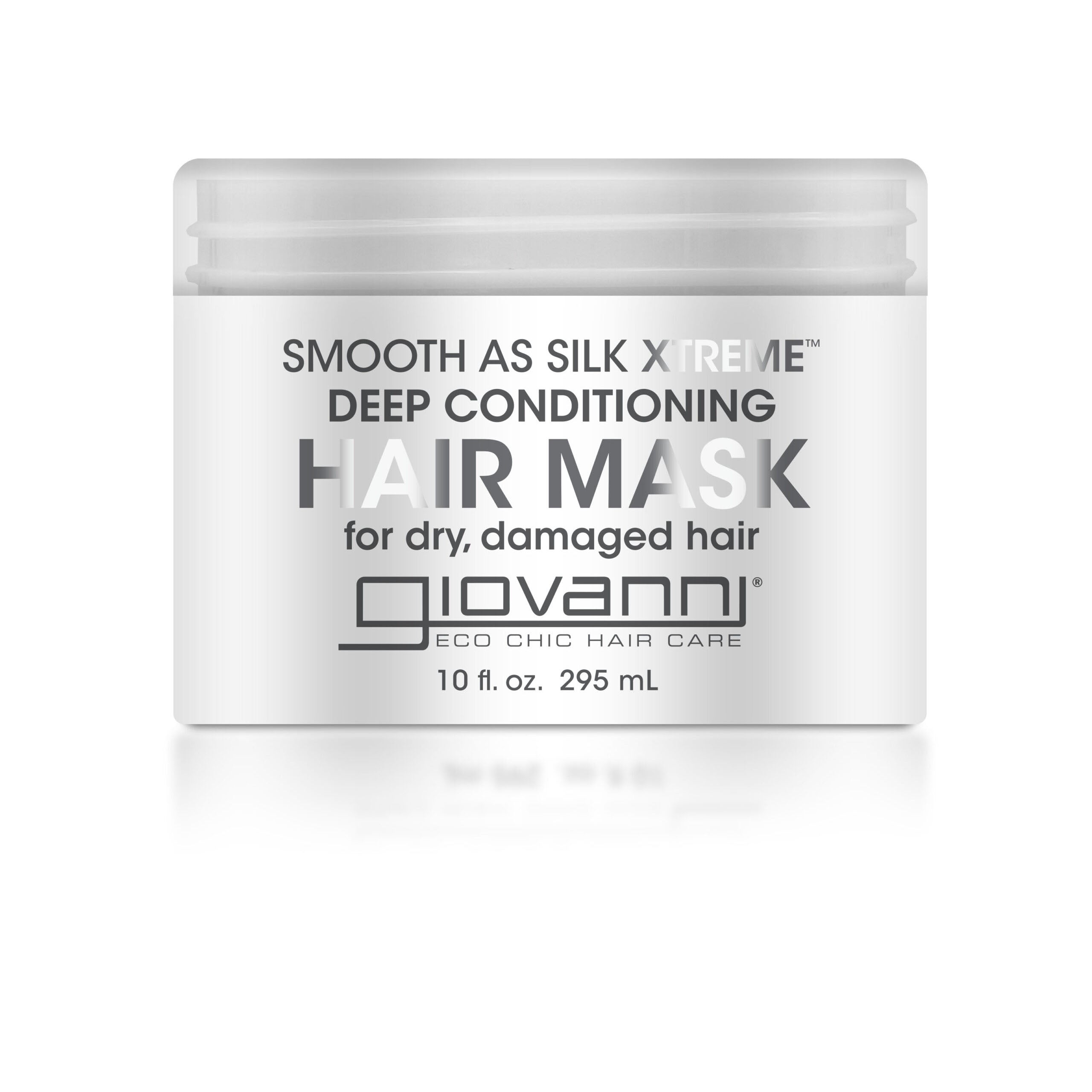 for dry, damaged hair - A 10 fl. oz. jar of Giovanni Cosmetics SMOOTH AS SILK XTREME™ DEEP CONDITIONING HAIR MASK hydrates dry, damaged hair and leaves it silky smooth.