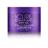 A 10.5 fl. oz. (310 ml) purple container of Giovanni Cosmetics CURL HABIT™ Curl Shaping Hair Gel, with medium hold and curl-enhancing, oil-infused formula for all curl types.