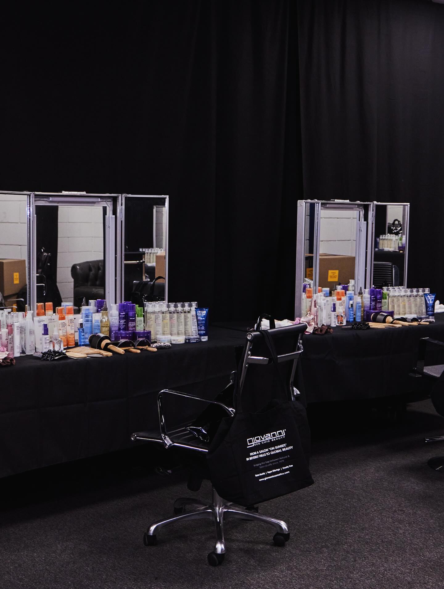 Makeup station with featuring Giovanni products