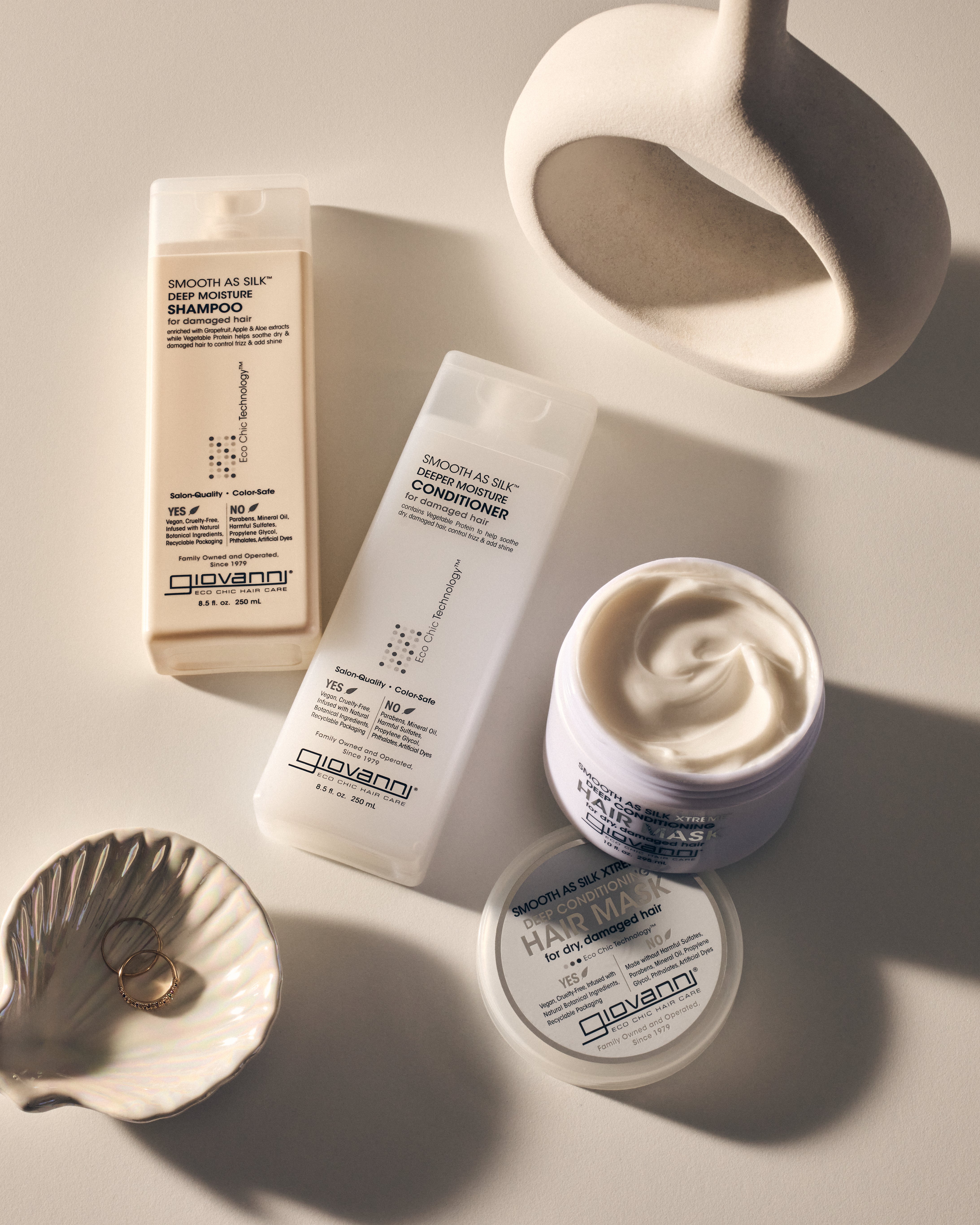Image of Smooth As Silk Deep Moisture Shampoo, Deep Moisture Conditioner and Hair Mask.