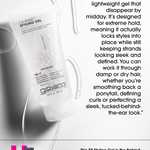 A tube of Giovanni Cosmetics L.A. HOLD™ STYLING GEL, a top strong-hold, color-safe gel, rests on marble. Nearby is its description noting hold and versatility, alongside the Us Weekly logo and price details.