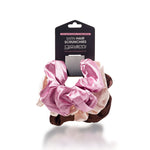 The Giovanni Cosmetics SATIN HAIR SCRUNCHIES 3 pack includes blush, beige, and dark brown shades—ideal for salon-quality hair care and a stylish addition to your hair accessory collection.