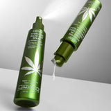 Green bottle of blow-dry spray to provide heat protectant.