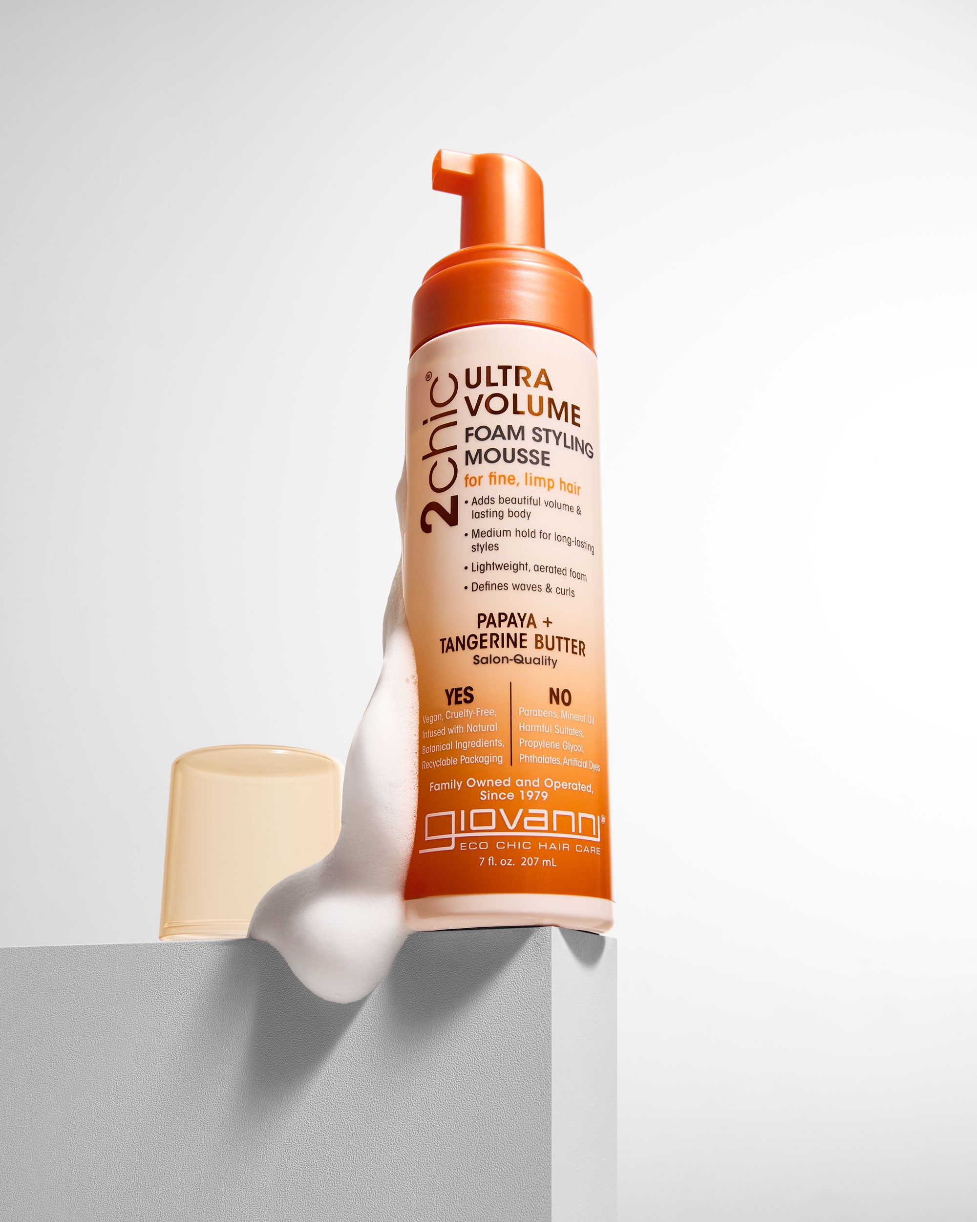 Giovanni Ultra Volume Foam Styling Mousse bottle on a white background