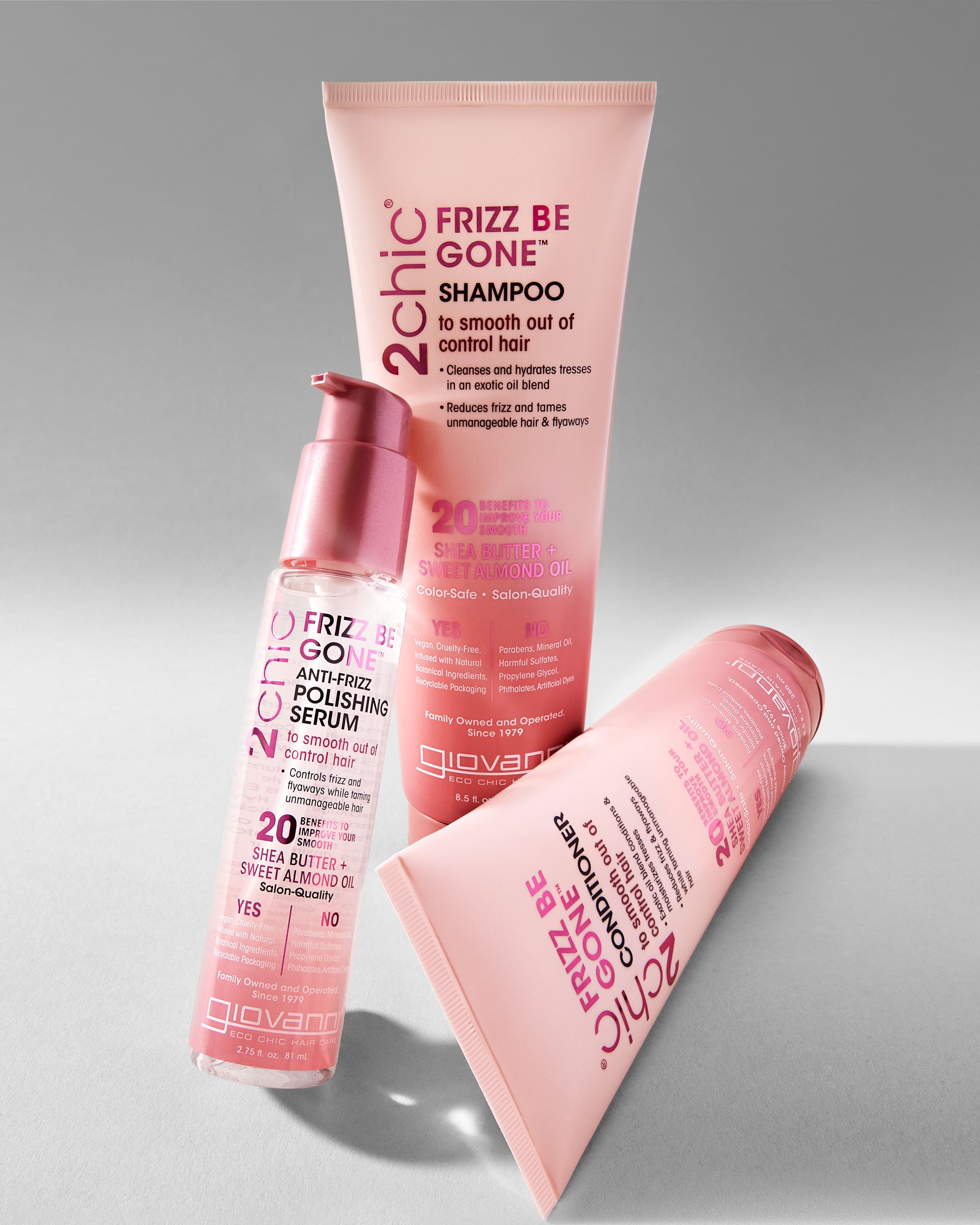 Set of Giovanni 2chic Frizz Be Gone hair care products