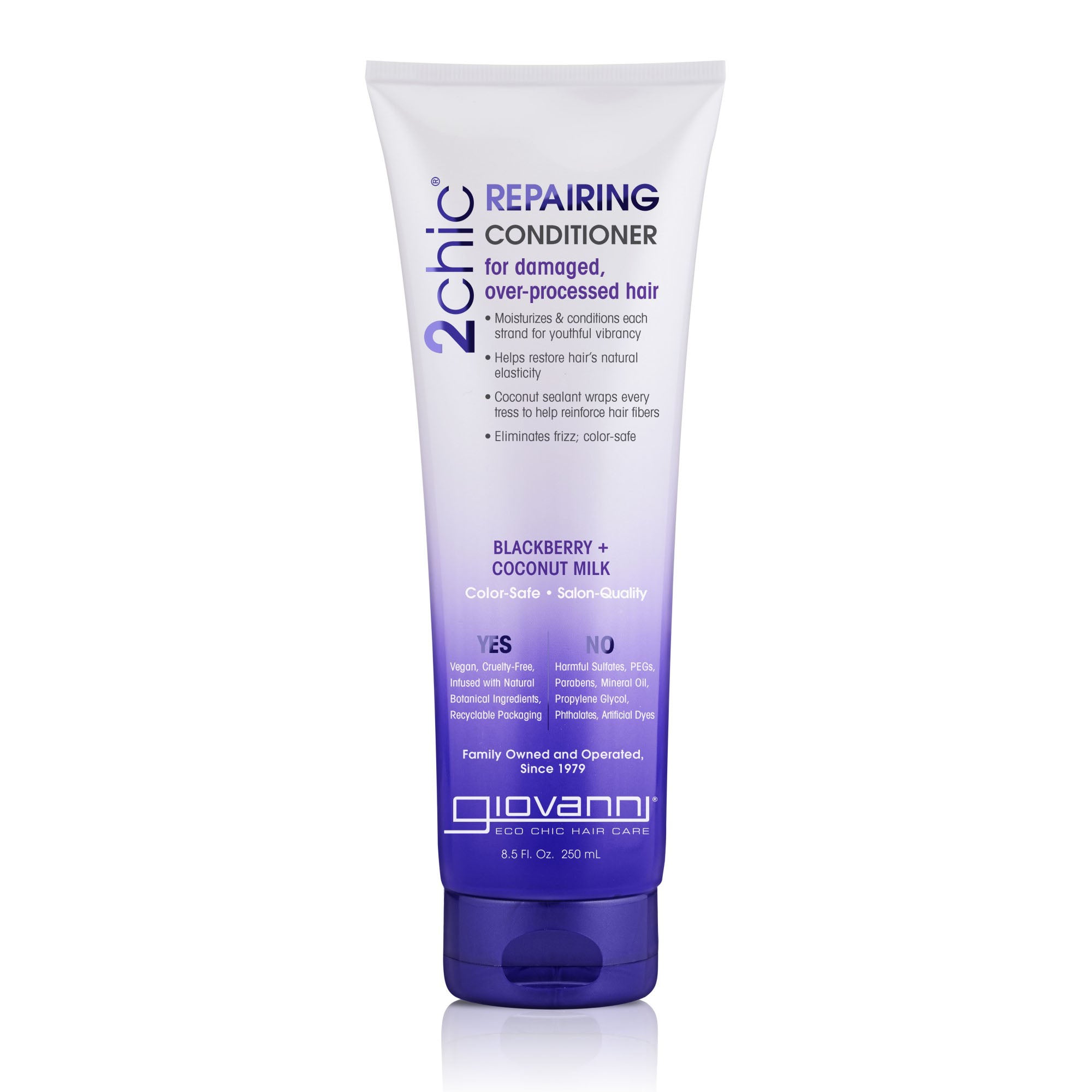 REPAIRING CONDITIONER FOR DAMAGED, OVER-PROCESSED HAIR - a bottle of Giovanni 2chic® Repairing Conditioner