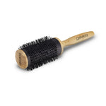 The 3" BAMBOO THERMAL HAIRBRUSH by Giovanni Cosmetics features black bristles, a black vented barrel, and a wooden handle with the Giovanni logo. It is shown diagonally on a white background.