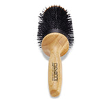 The 3" BAMBOO THERMAL HAIRBRUSH by Giovanni Cosmetics is a salon-quality round brush with black bristles and a light bamboo handle, featuring the Giovanni Cosmetics brand name printed in black on the handle.