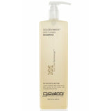A tall, rectangular bottle of Giovanni Cosmetics GOLDEN WHEAT™ DEEP CLEANSE SHAMPOO with a white pump dispenser and a beige label featuring black and silver text. This color-safe shampoo is designed for oily hair and deep cleansing. Available in 2 sizes.