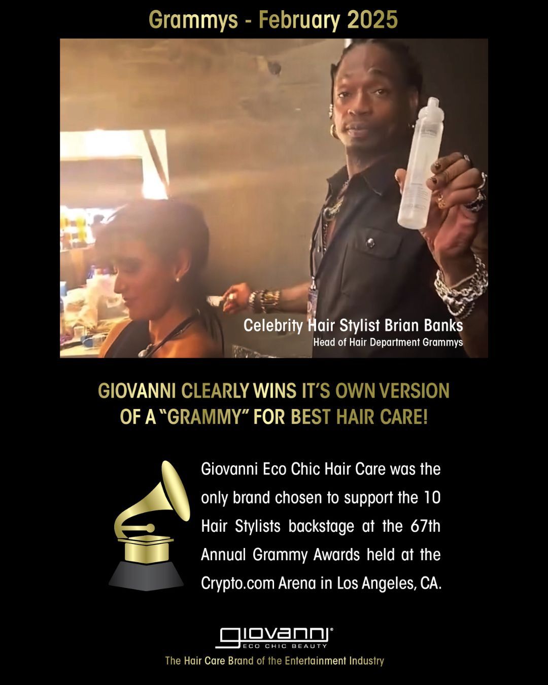 Giovanni clearly wins it's own version of a Grammy for Best Hair Care!