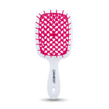Giovanni hairbrush with white handle and pink flexible bristles