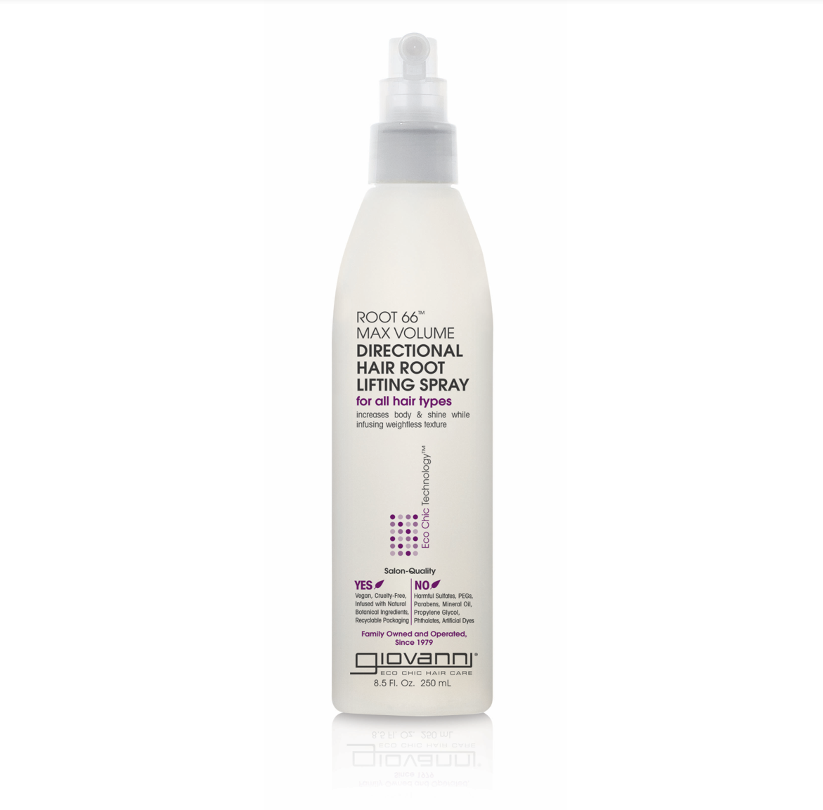 ROOT LIFTING SPRAY FOR LIMP, LIFELESS HAIR - Bottle of Giovanni Root 66 Max Volume Directional Hair Root Lifting Spray