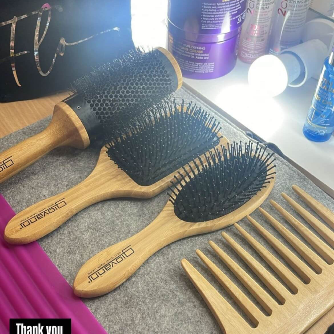 Giovanni Brushes and Comb backstage