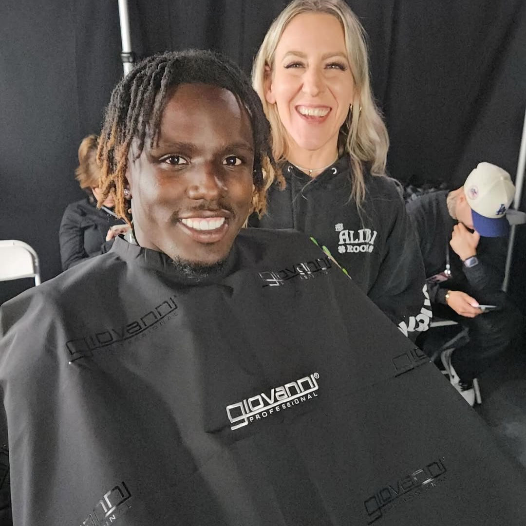 Person getting a haircut with a stylist