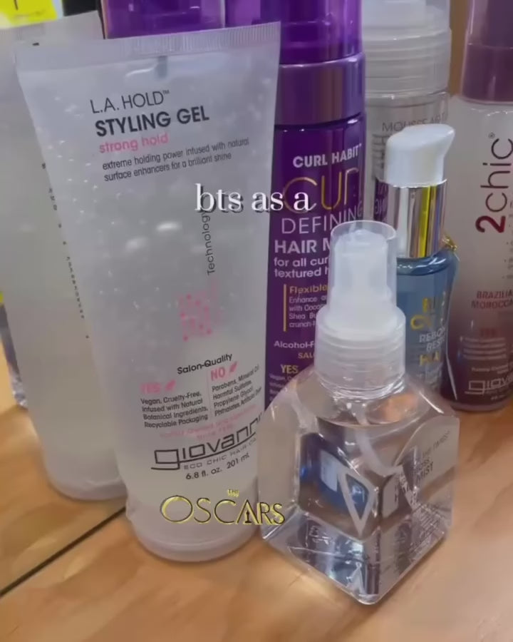 Giovanni products in use backstage at the oscars