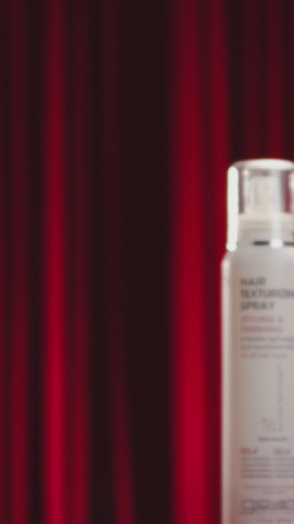 Video of a model using the Giovanni Hair Texturizing spray to get ready for a red carpet event and award show.