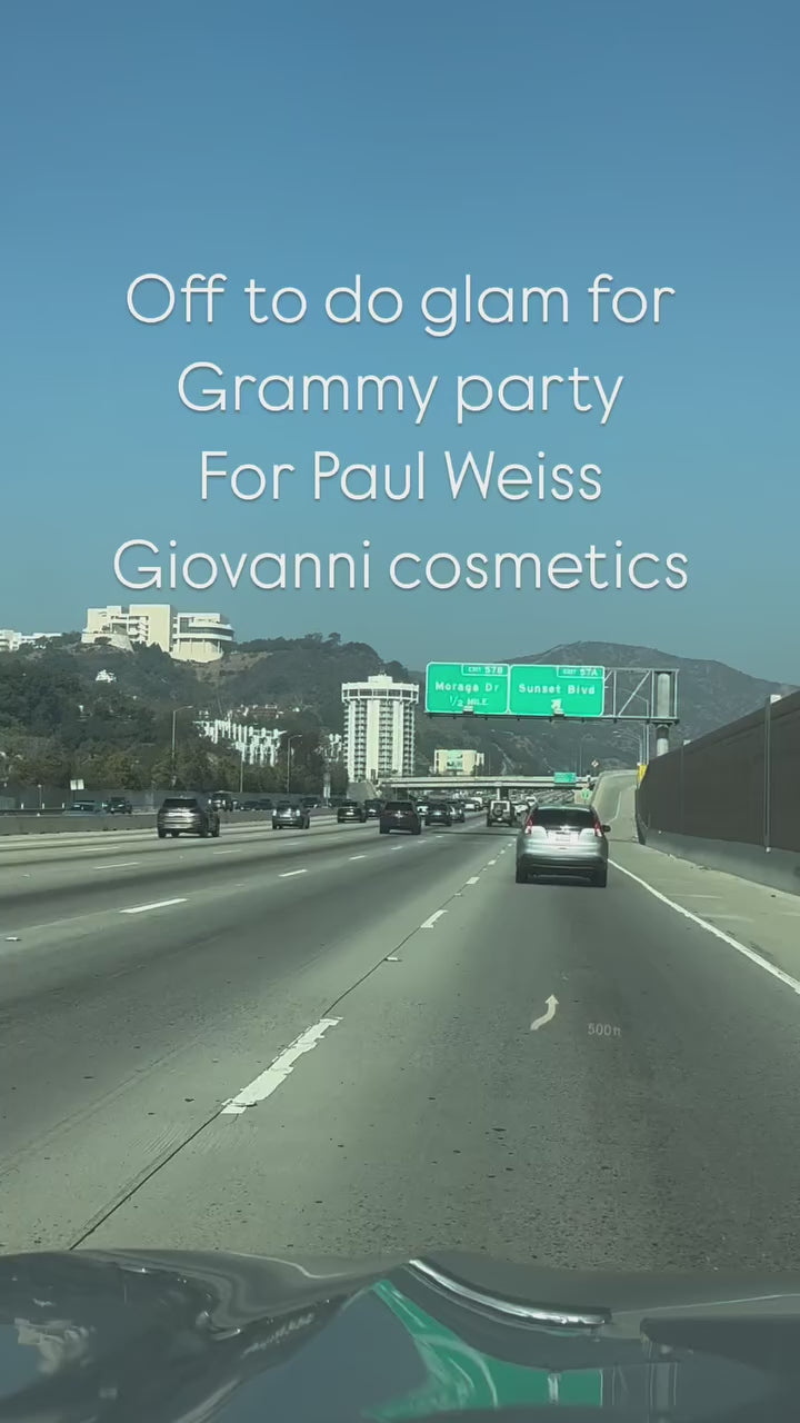 Styling hair for the Paul Weiss Grammy party