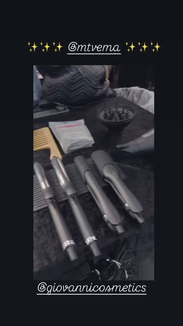 Giovanni products on a table backstage at the MTV EMAS