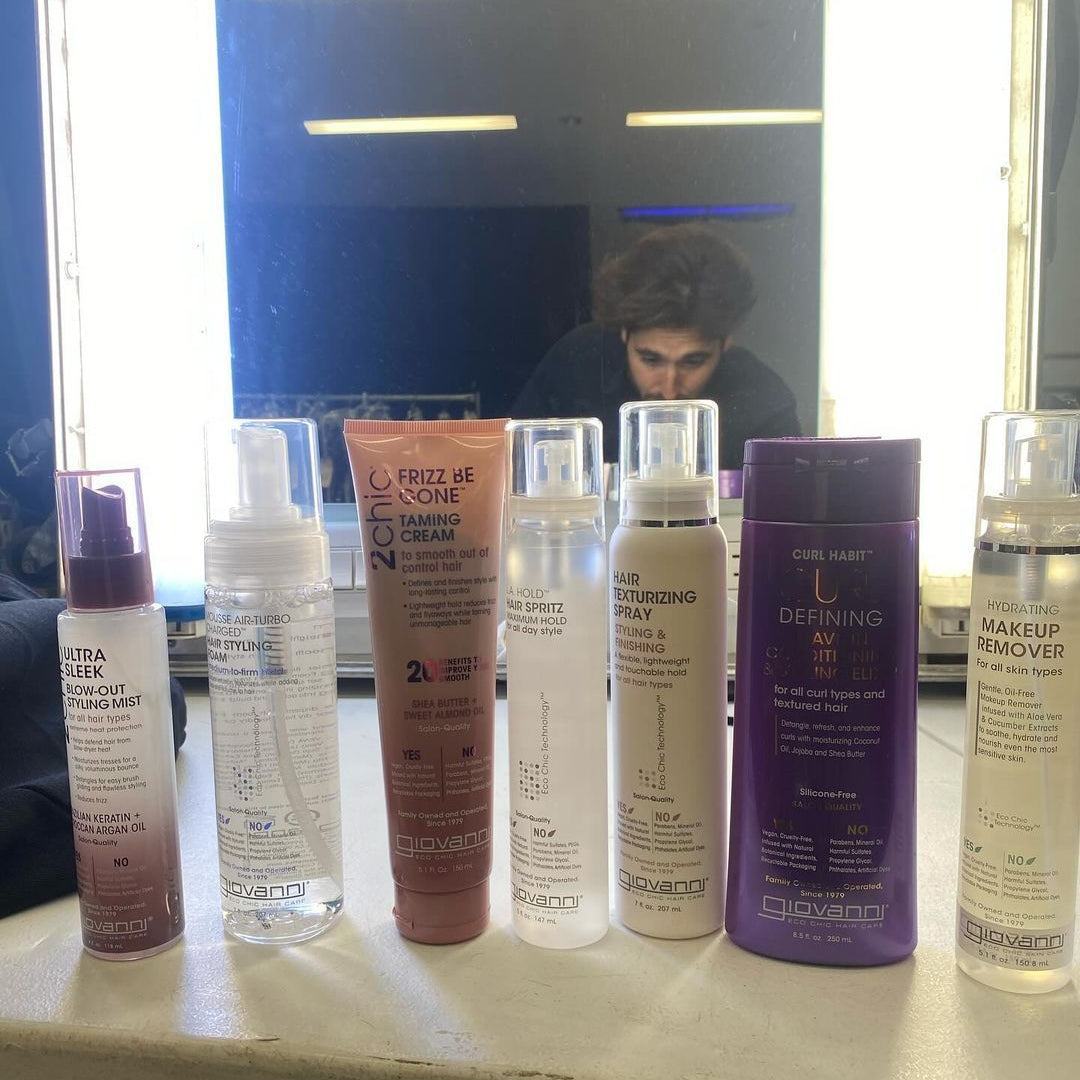 Giovanni products backstage at the Tony's