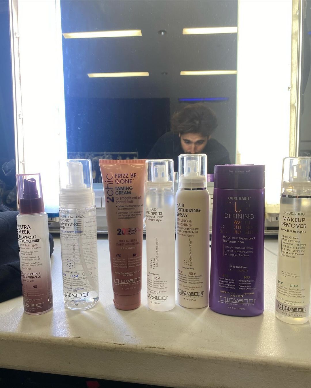 Giovanni products backstage at the Tony's