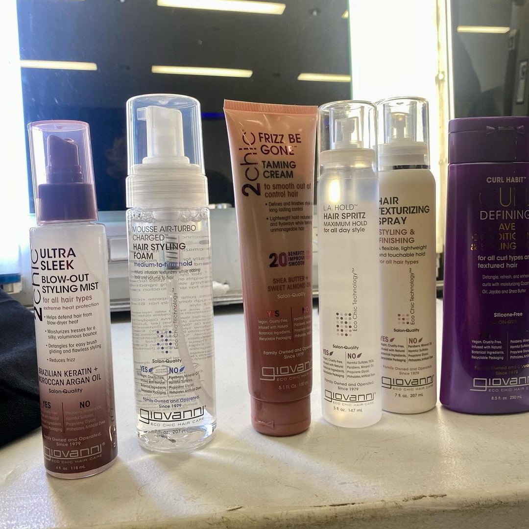 Giovanni products backstage at the Tony's