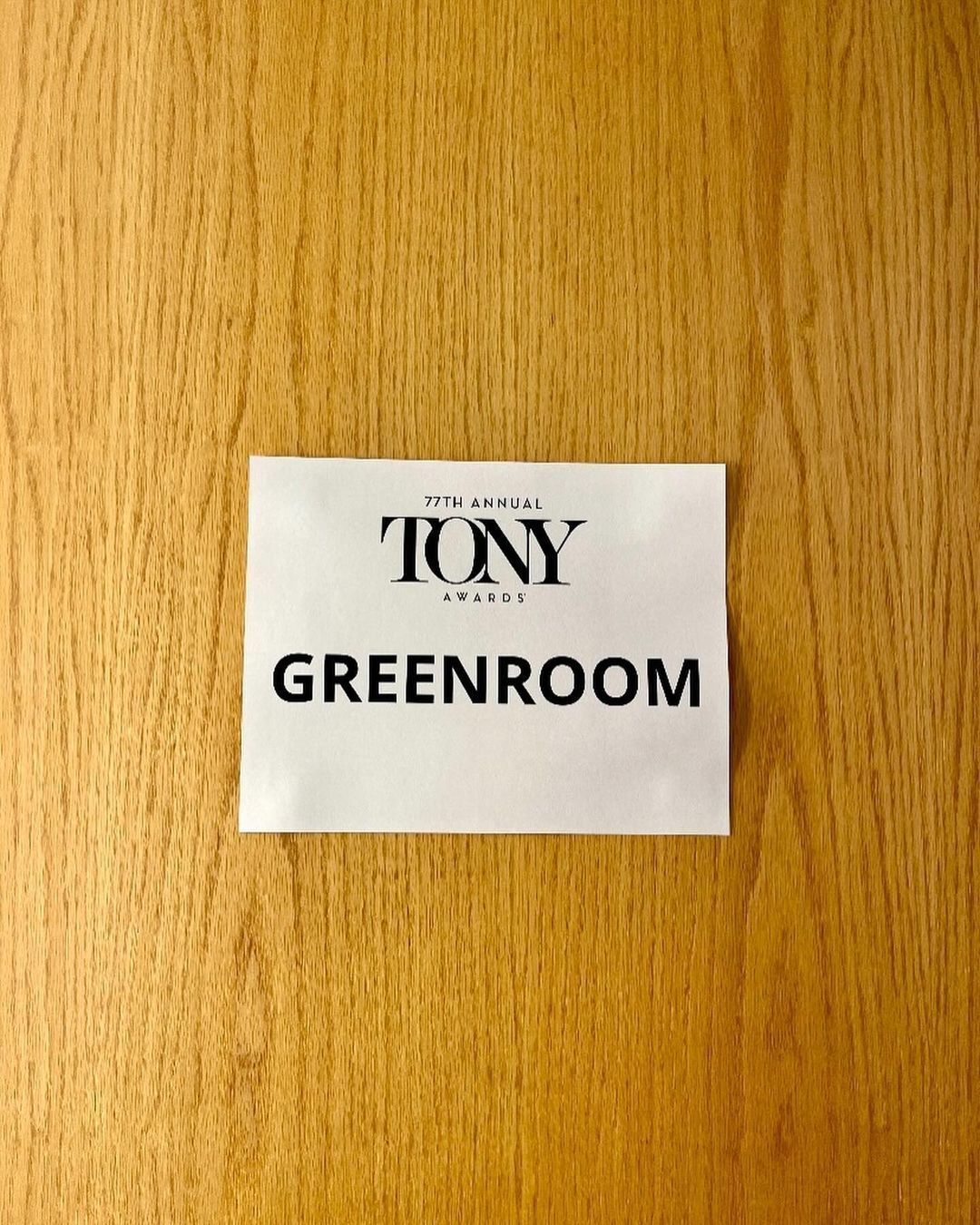 Tony Awards Greenroom sign